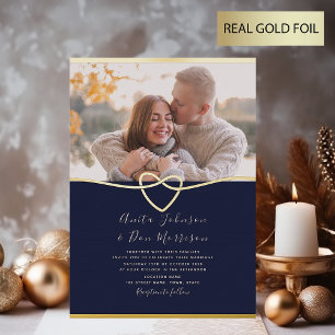 Photo Navy and Gold Rope Heart Wedding