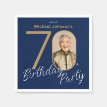 Photo Navy Blue Gold 70th Birthday
