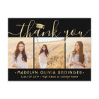 Photo New Address Black Gold Graduation Thank You