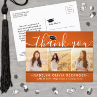 Photo New Address Graduation Orange Thank You