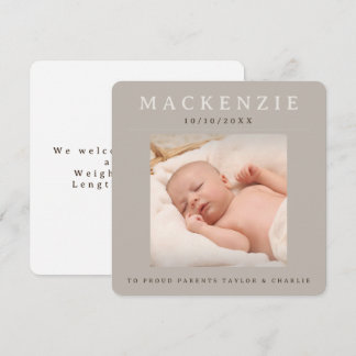 Photo New Baby Photo Personalized 2 sided Card
