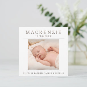 Photo New Baby Photo Personalized 2 sided Card