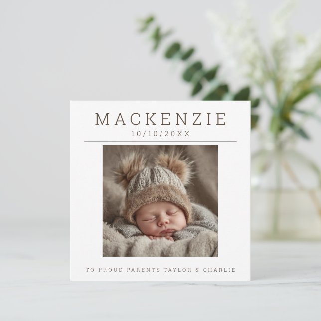 Photo New Baby Photo Personalized 2 sided Card (Standing Front)