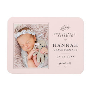 Photo Newborn Baby Picture Birth Announcement Magnet