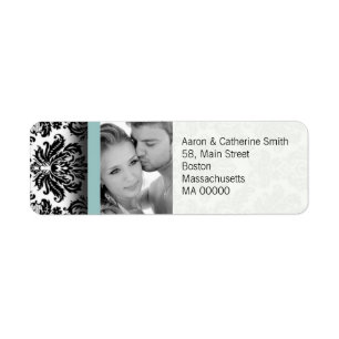 Photo noir et blanc Damask Étiquettes de adresse