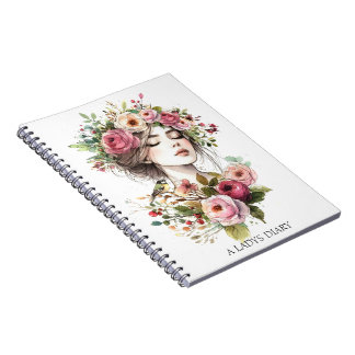 Photo Notebook Diary Women with Roses-Wreath