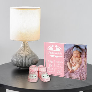 Photo Nouveau bébé Faire-part fille naissance Stat Bloc