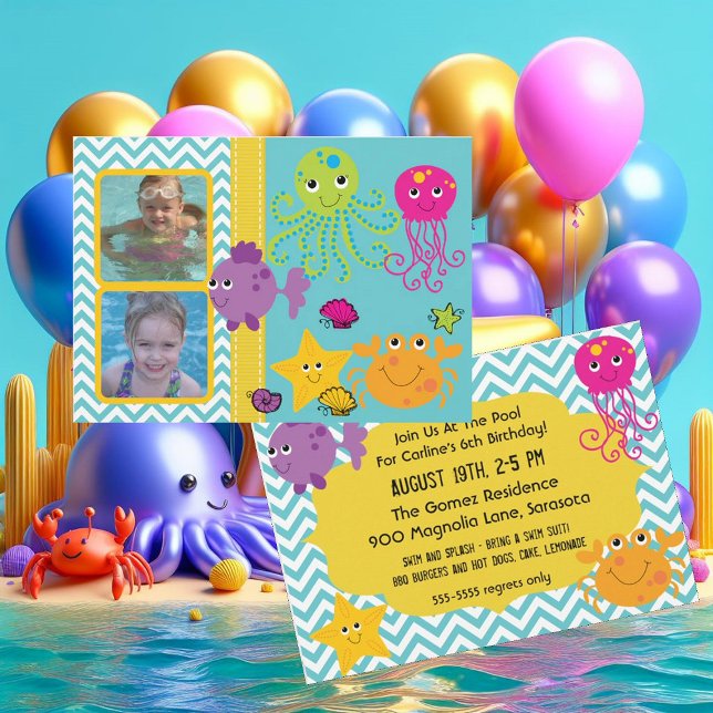 Photo Ocean Sea Life Octopus Birthday Invitation (Creator Uploaded)