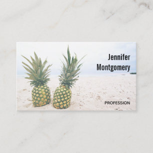 Photo of 2 Pineapples on a Beach Business Card