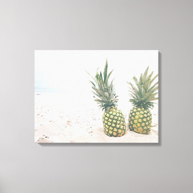 Photo of 2 Pineapples on a Beach Canvas Print (Front)