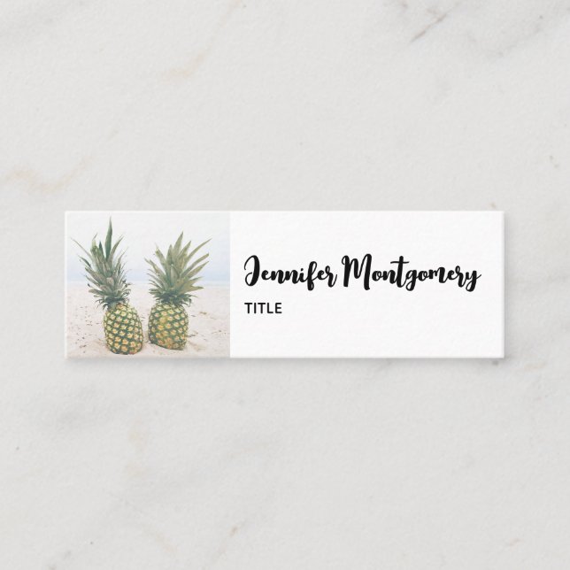 Photo of 2 Pineapples on a Beach Mini Business Card (Front)