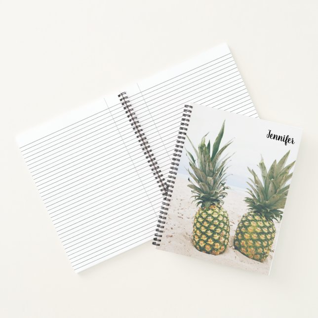 Photo of 2 Pineapples on a Beach Notebook (Inside)