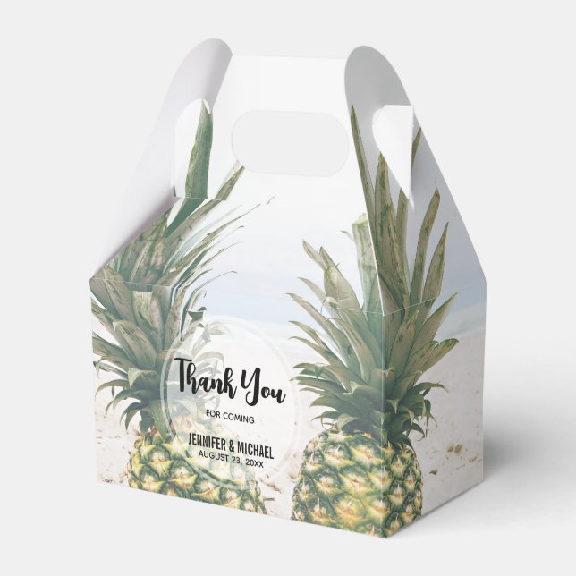 Photo of 2 Pineapples on a Beach Wedding Favor Box (Front Side)
