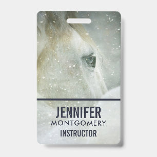 Photo of a Beautiful White Horse in Winter Badge