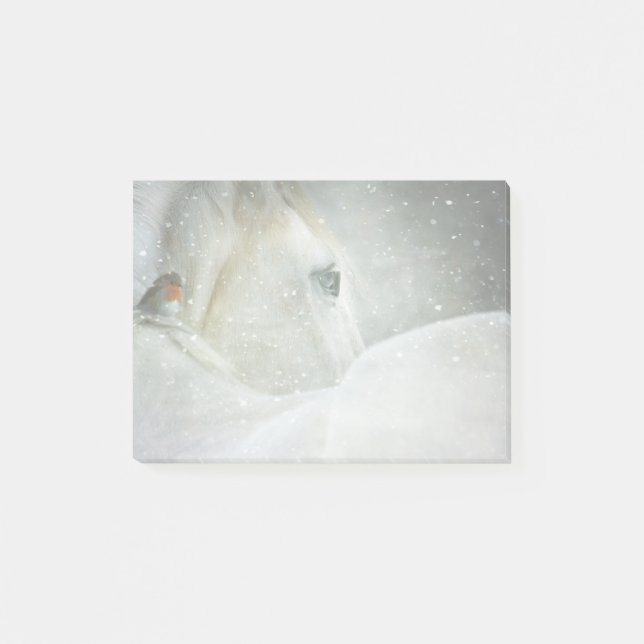 Photo of a Beautiful White Horse in Winter Post-it Notes (Front)