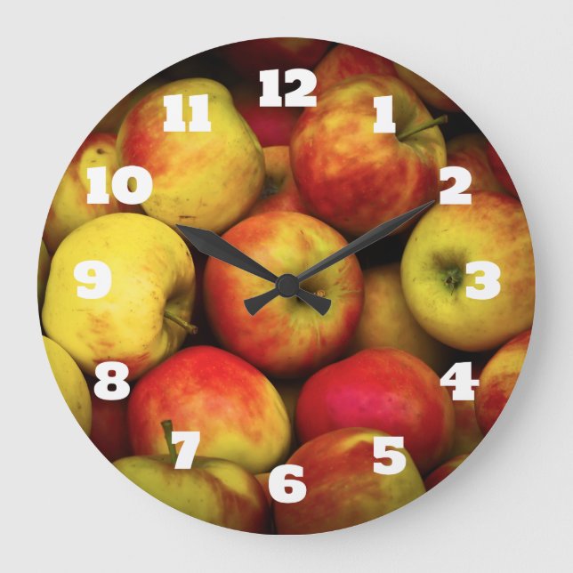 Photo of a Bushel Of Yellow and Red  Apples Large Clock (Front)