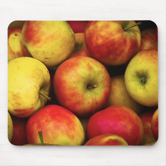 Photo of a Bushel Of Yellow and Red Apples Mouse Pad (Front)