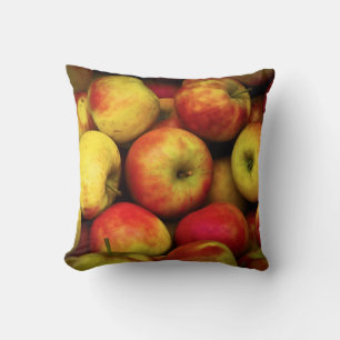 Photo of a Bushel Of Yellow and Red Apples Throw Pillow