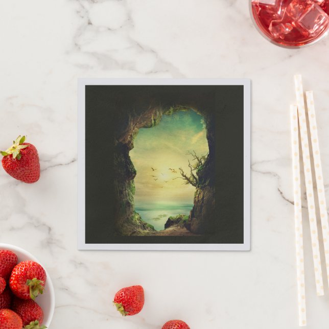 Photo of a Cave overlooking a Tropical Sea Napkin (Insitu)