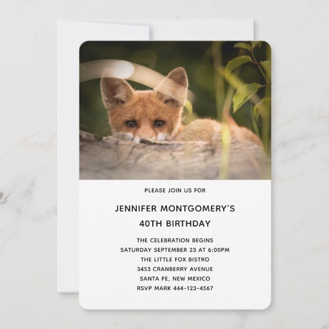 Photo of a Cute Little Fox Birthday Invitation (Front)