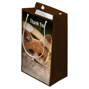 Photo of a Cute Little Orange Fox Thank You Small Gift Bag