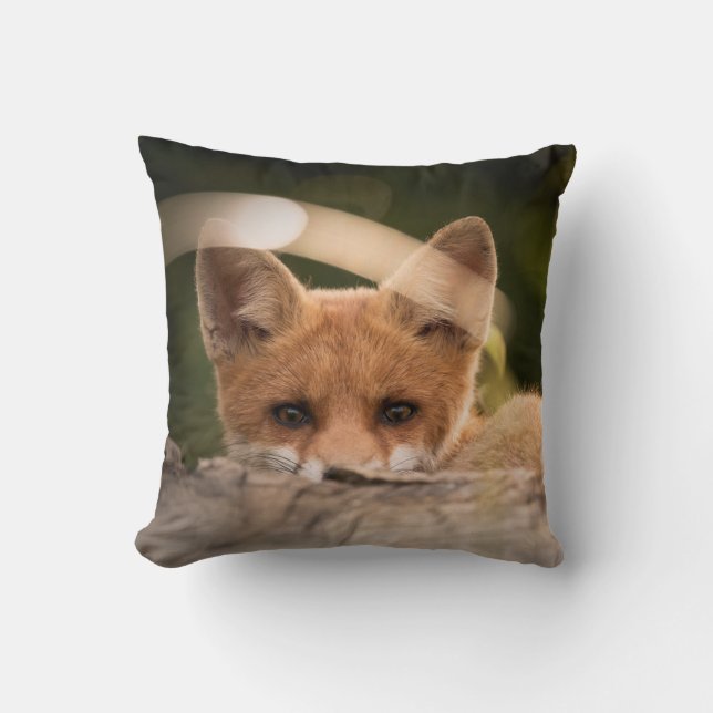 Photo of a Cute Little Orange Fox Throw Pillow (Front)