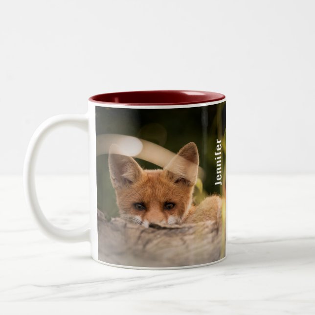 Photo of a Cute Little Orange Fox Two-Tone Coffee Mug (Left)