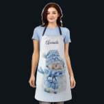 Photo of a Cute Snowman in Winter - Christmas Apron<br><div class="desc">An apron with a cute photograph of a little snowman. Standing outside in the winter with snow falling all around. This cute little guy is dressed up in blue knitted hat and scarf.</div>