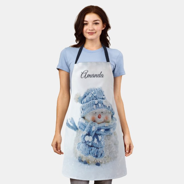 Photo of a Cute Snowman in Winter - Christmas Apron (Worn)