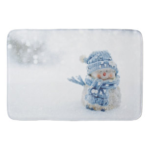 Photo of a Cute Snowman in Winter - Christmas Bath Mat