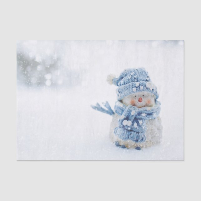 Photo of a Cute Snowman in Winter - Christmas Tissue Paper (Front)