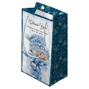 Photo of a Cute Snowman in Winter Thank You Small Gift Bag