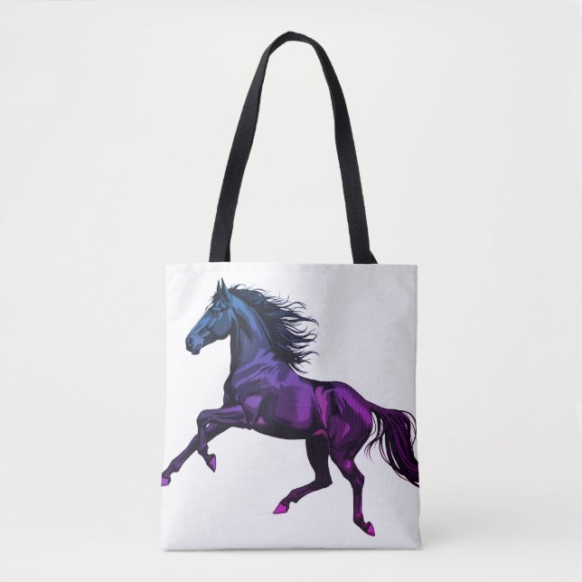 Photo of a Galloping Stallion on Reusable Grocery Tote Bag (Front)