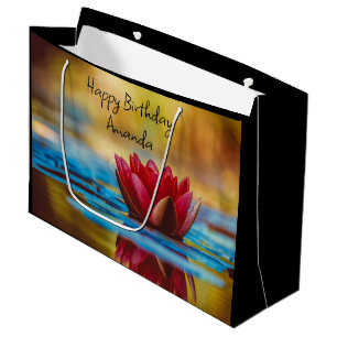 Photo of a Lotus Flower in a Pond Large Birthday Gift Bag