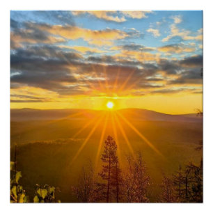 photo of a mountainous autumn forest, mountains, p poster