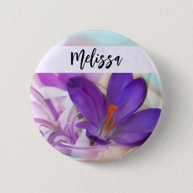 Photo of a Pretty Purple Spring Crocus 2 Inch Round Button (Front)