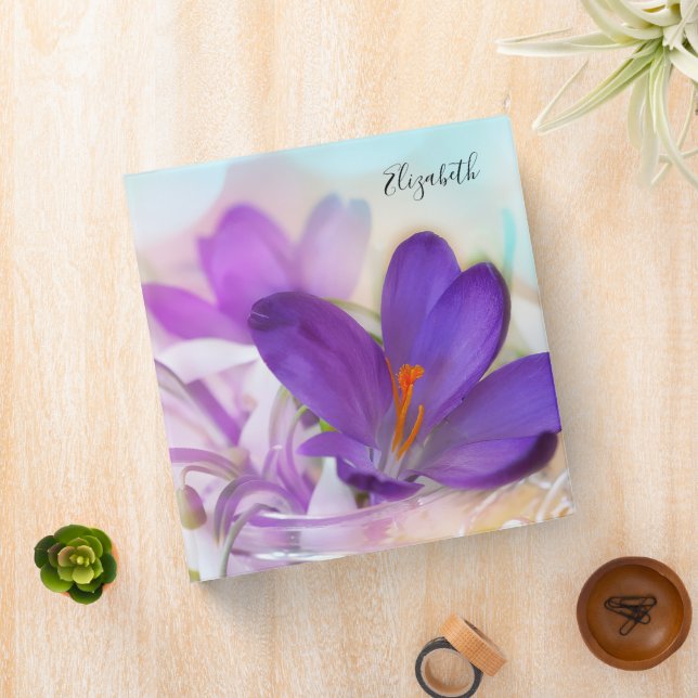 Photo of a Pretty Purple Spring Crocus Binder (In Situ)