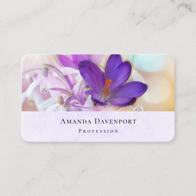 Photo of a Pretty Purple Spring Crocus Business Card (Front)