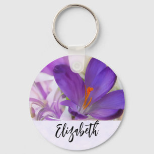 Photo of a Pretty Purple Spring Crocus Keychain