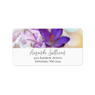 Photo of a Pretty Purple Spring Crocus Label