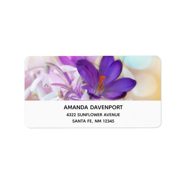 Photo of a Pretty Purple Spring Crocus Label (Front)