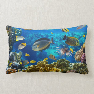 Photo of a tropical Fish on a coral reef Lumbar Pillow