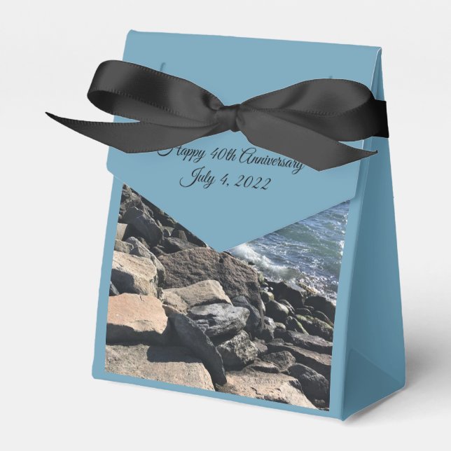 Photo of Atlantic Ocean Blue 40th Anniversary Favor Box (Front Side)