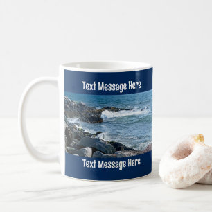 Photo of Atlantic Ocean Waves Blue Text Message Coffee Mug