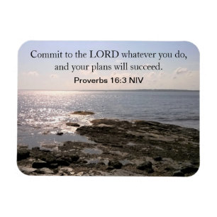Photo of Atlantic Ocean With Bible Success Verse Magnet
