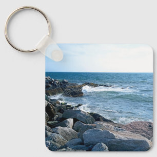 Photo of Atlantic Ocean with Splashing Waves Keychain