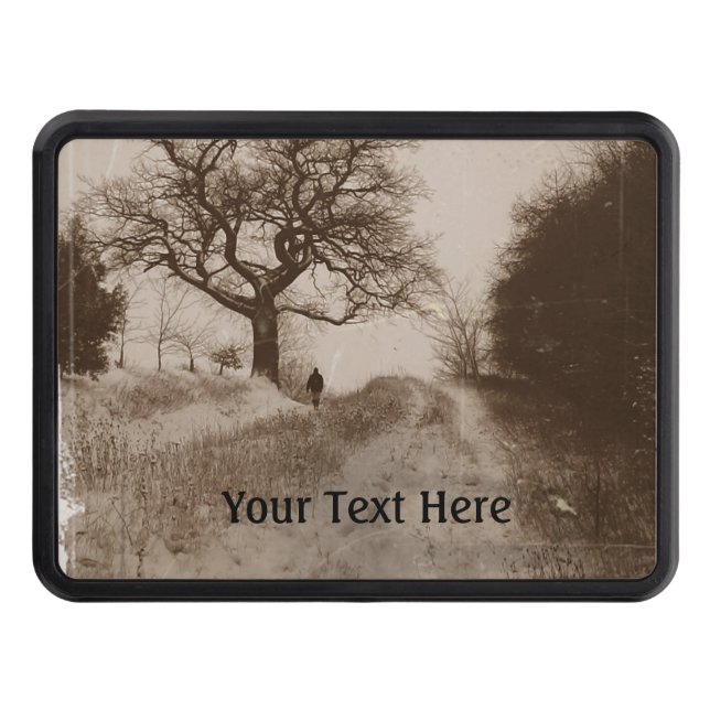 photo of atmospheric winter snow scene trailer hitch cover (Front)