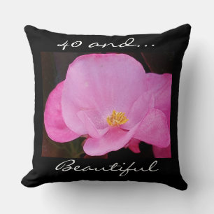 Photo of Beautiful Pink Flowers 40th Birthday Throw Pillow