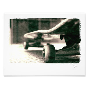 Photo of black and white skateboard print