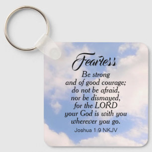 Photo of Blue Cloudy Sky Be Not Afraid Bible Verse Keychain